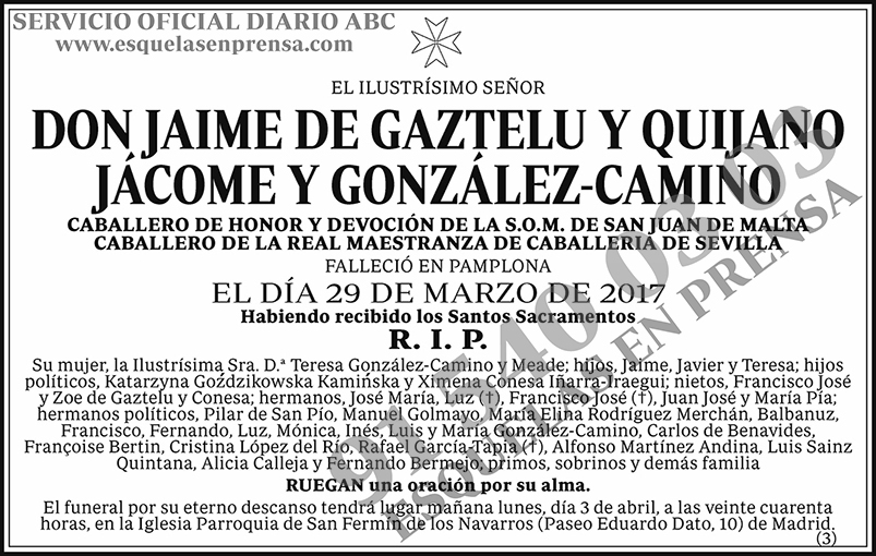 Jaime de Gaztelu y Quijano Jácome y González-Camino